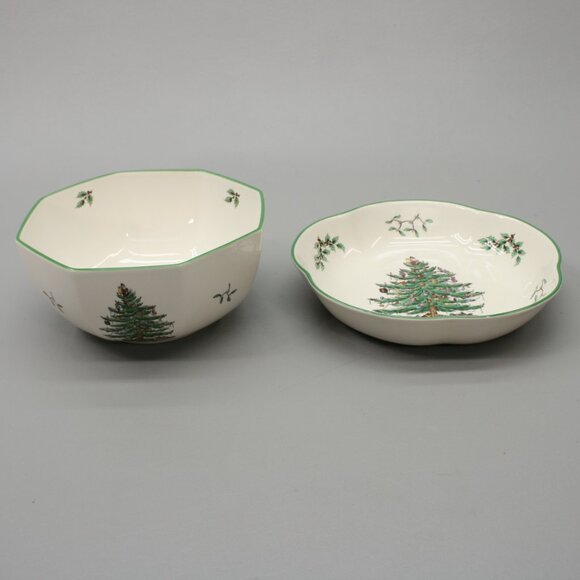 Spode 2 Serving Bowls Vegetable Salad Side Dishes Christmas Tree England - S3324 - Picture 8 of 12